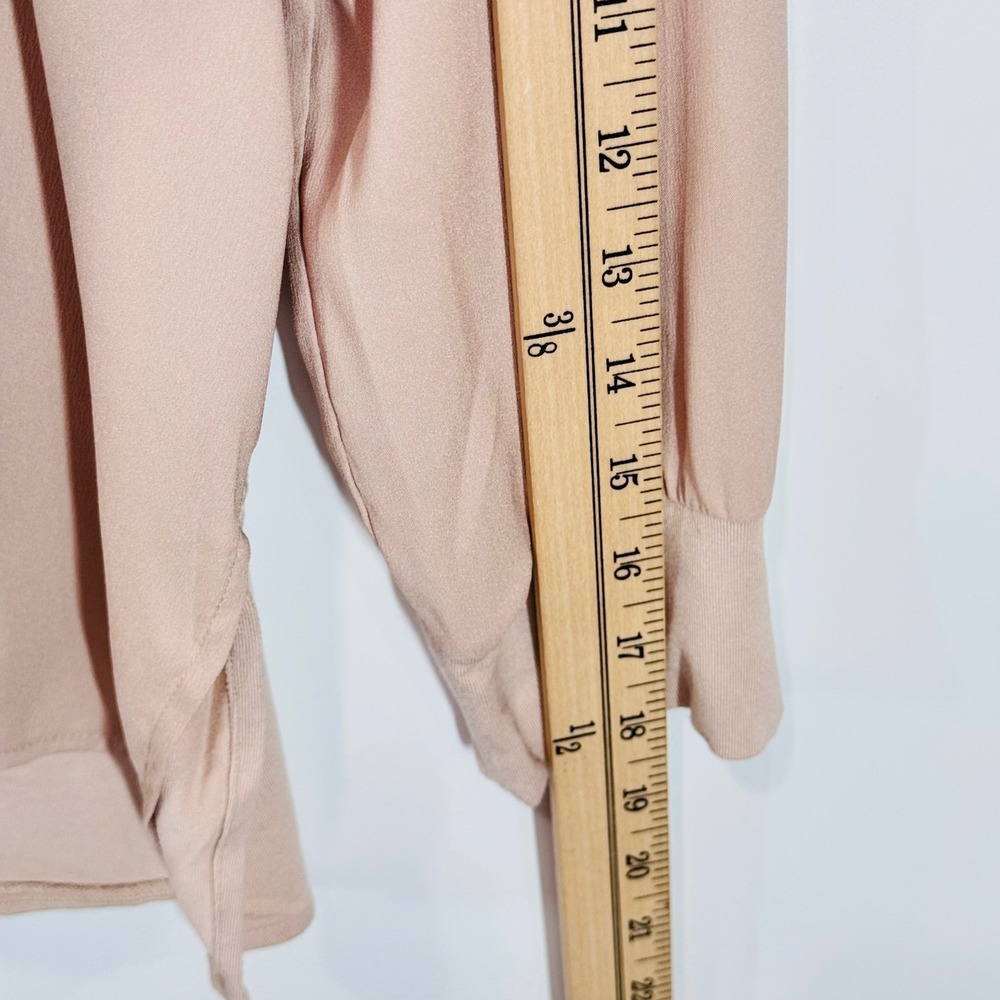 Ann Taylor Top Women M Beige Long Sleeve Puff Shoulder Pleats Neutral Old Money - Picture 7 of 9